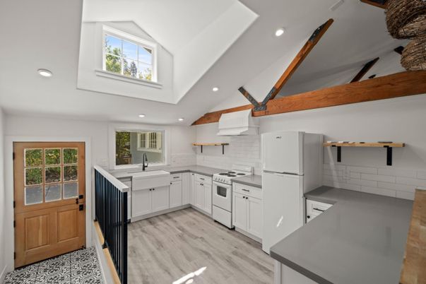Interior, Kitchen, Recessed Lighting, Wood Texture Flooring