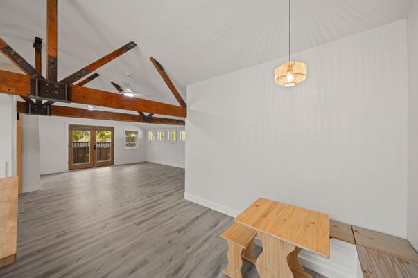 Interior, Pendant Lights, Wooden Beams, Wood Texture Flooring
