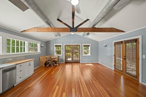 Dining room, Interior, Kitchen, Wooden Beams, Wood Texture Flooring