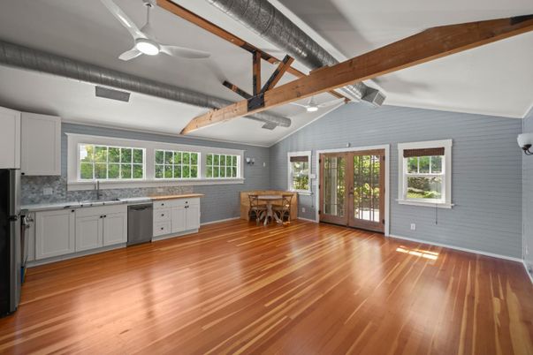 Dining room, Interior, Kitchen, Wooden Beams, Wood Texture Flooring