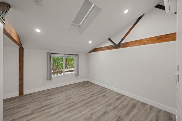 Empty room, Interior, Recessed Lighting, Wooden Beams, Wood Texture Flooring