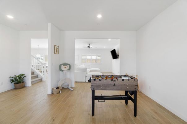 Game Room, Interior, Recessed Lighting, Wood Texture Flooring