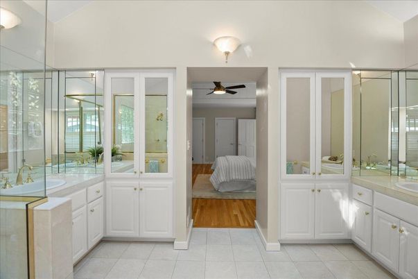 Bathroom, Bedroom, Glass Shower, Interior, Wood Texture Flooring