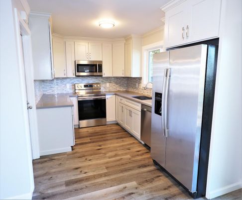 Interior, Kitchen, Stainless Steel Appliances, Wood Texture Flooring