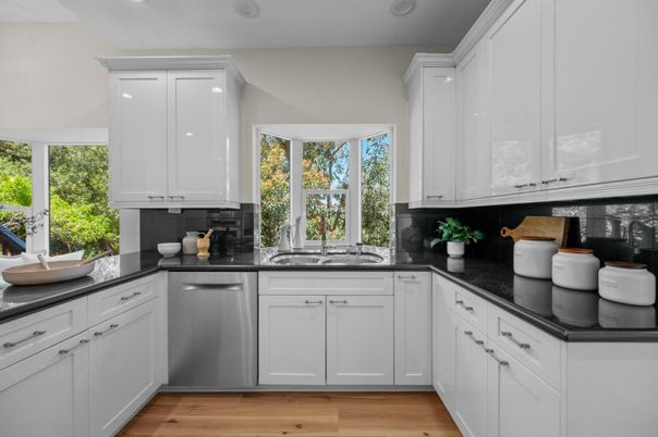 Interior, Kitchen, Recessed Lighting, Wood Texture Flooring