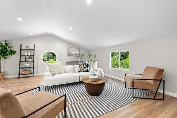 Interior, Living room, Recessed Lighting, Wood Texture Flooring