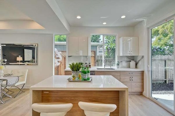 Interior, Kitchen, Recessed Lighting, Wood Texture Flooring