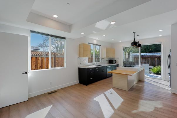 Interior, Kitchen, Recessed Lighting, Wood Texture Flooring