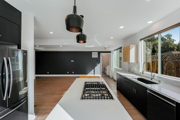 Interior, Kitchen, Pendant Lights, Recessed Lighting, Wood Texture Flooring