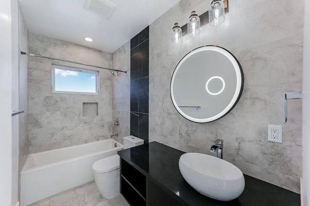 Bathroom, Interior, Marble Walls, Recessed Lighting