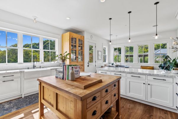 Interior, Kitchen, Pendant Lights, Recessed Lighting, Wood Texture Flooring