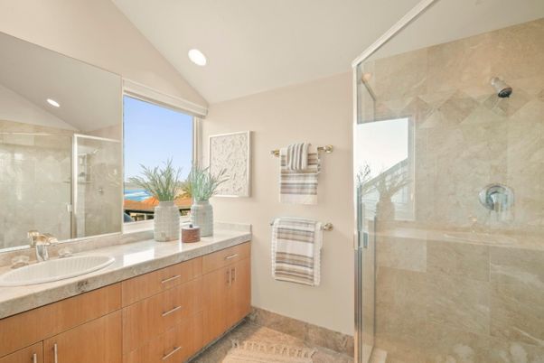 Bathroom, Dual Sink Vanities, Glass Shower, Interior, Recessed Lighting