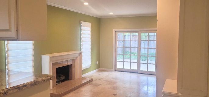 Empty room, Fireplace, Interior, Recessed Lighting