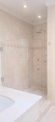 Bathroom, Glass Shower, Interior, Recessed Lighting
