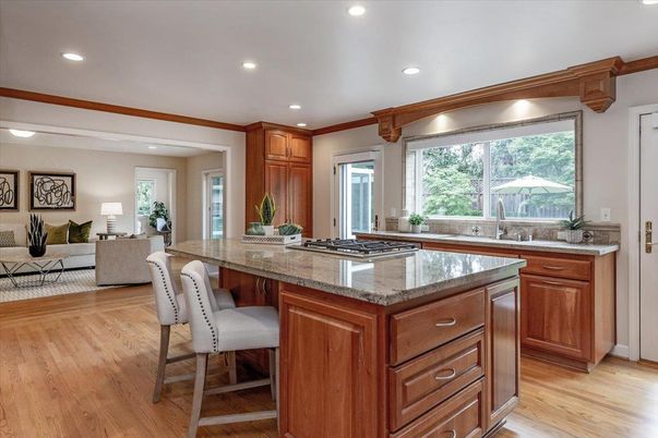 Interior, Kitchen, Living room, Recessed Lighting, Wood Texture Flooring