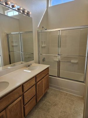Bathroom, Dual Sink Vanities, Glass Shower, Interior