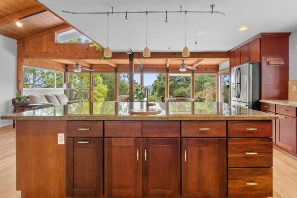 Interior, Kitchen, Pendant Lights, Recessed Lighting, Wooden Ceilings, Wood Texture Flooring