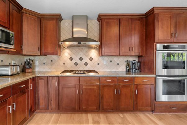 Interior, Kitchen, Stainless Steel Appliances, Wood Texture Flooring