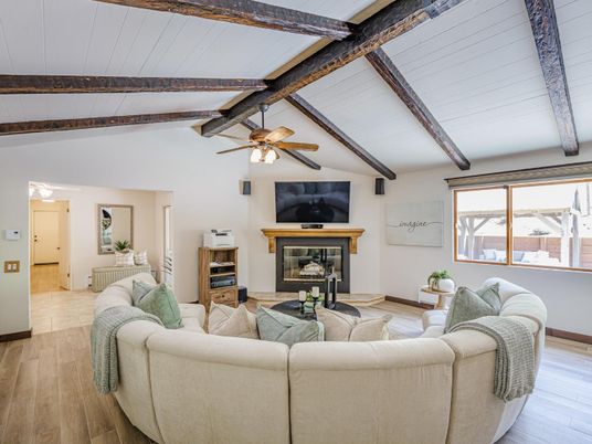 Fireplace, Interior, Living room, Wooden Beams, Wood Texture Flooring