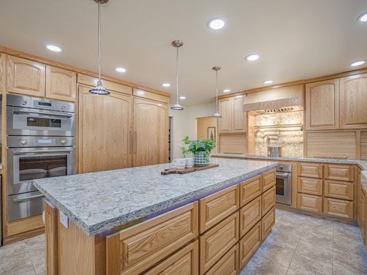 Interior, Kitchen, Pendant Lights, Recessed Lighting, Stainless Steel Appliances