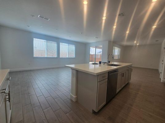 Interior, Kitchen, Recessed Lighting, Wood Texture Flooring