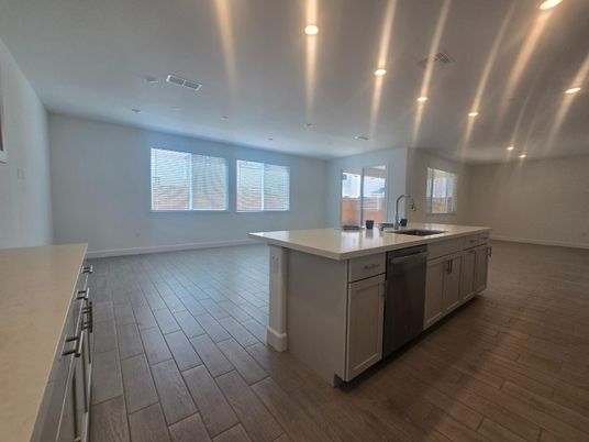 Interior, Kitchen, Recessed Lighting, Wood Texture Flooring