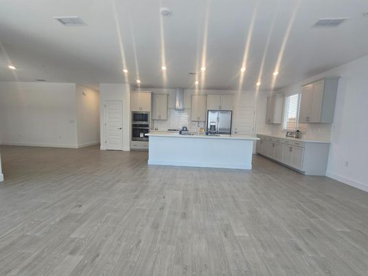Interior, Kitchen, Recessed Lighting, Wood Texture Flooring
