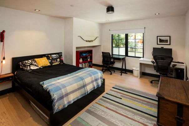 Bedroom, Home Office, Interior, Recessed Lighting, Wood Texture Flooring