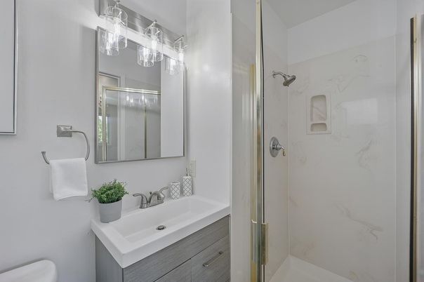Bathroom, Glass Shower, Interior, Marble Walls