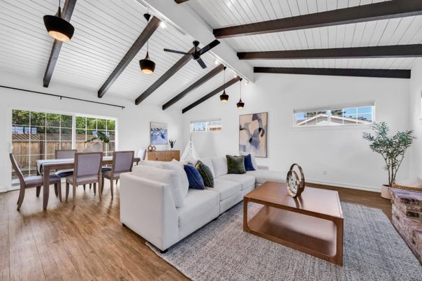 Dining room, Interior, Living room, Wooden Beams, Wood Texture Flooring