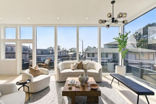 Interior, Living room, Pendant Lights, Recessed Lighting, Wood Texture Flooring