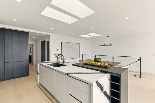 Interior, Kitchen, Pendant Lights, Recessed Lighting, Wood Texture Flooring