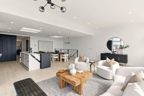 Interior, Kitchen, Living room, Pendant Lights, Recessed Lighting, Wood Texture Flooring