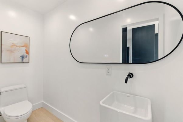 Bathroom, Interior, Recessed Lighting, Wood Texture Flooring