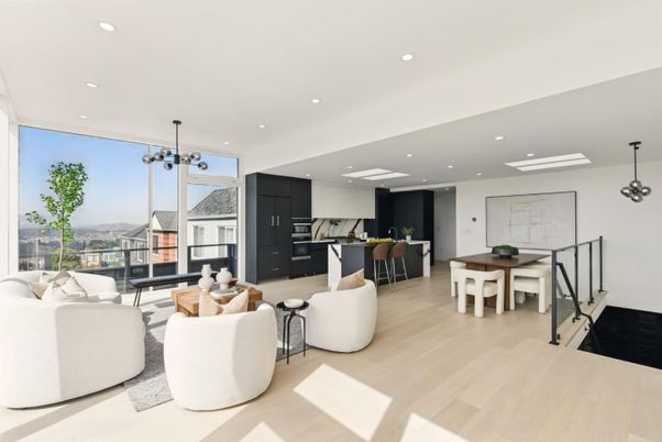 Dining room, Interior, Kitchen, Living room, Pendant Lights, Recessed Lighting, Wood Texture Flooring