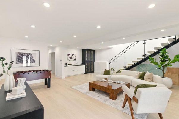 Game Room, Interior, Living room, Recessed Lighting, Wood Texture Flooring