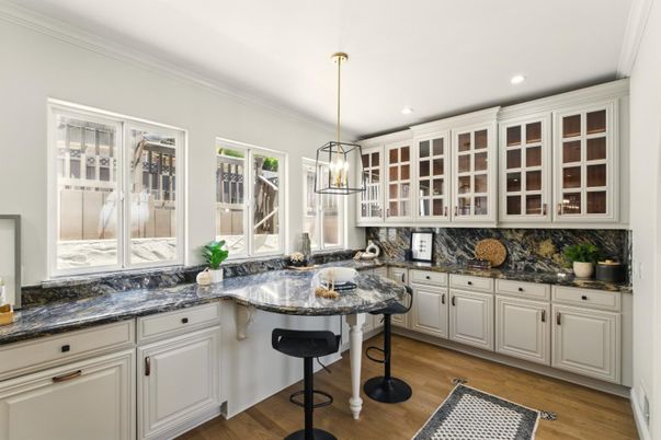 Interior, Kitchen, Pendant Lights, Recessed Lighting, Wood Texture Flooring