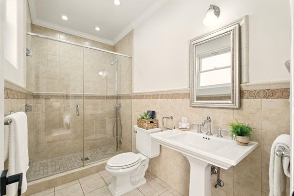 Bathroom, Glass Shower, Interior, Recessed Lighting