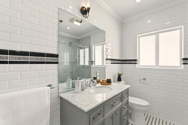Bathroom, Glass Shower, Interior, Recessed Lighting
