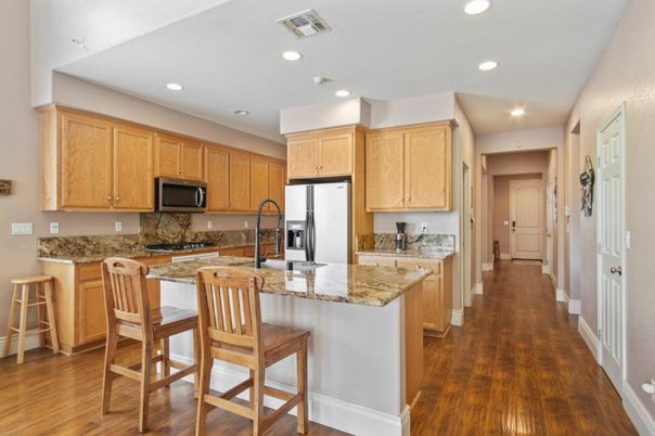 Interior, Kitchen, Recessed Lighting, Wood Texture Flooring