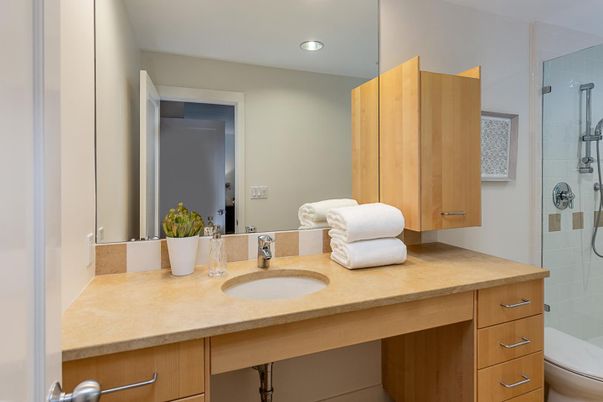Bathroom, Glass Shower, Interior, Recessed Lighting