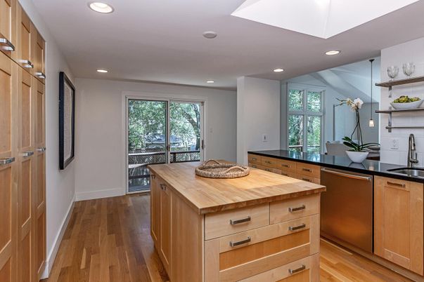 Interior, Kitchen, Recessed Lighting, Wood Texture Flooring