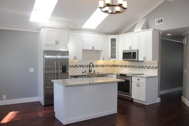 Interior, Kitchen, Pendant Lights, Stainless Steel Appliances, Wood Texture Flooring