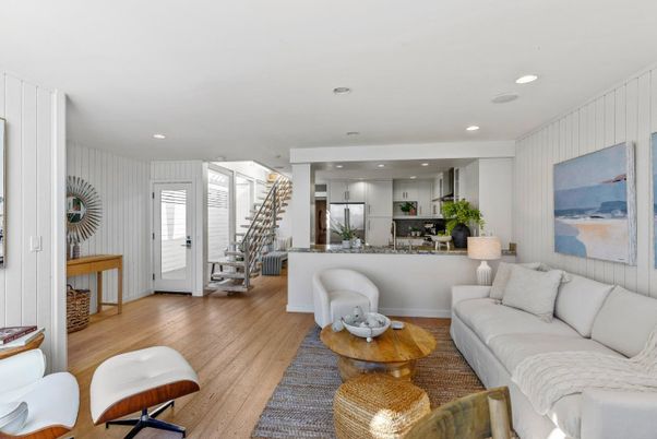 Interior, Kitchen, Living room, Recessed Lighting, Wood Texture Flooring
