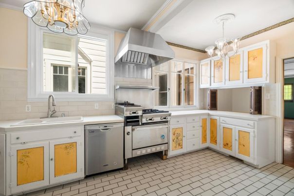 Chandelier, Interior, Kitchen, Stainless Steel Appliances
