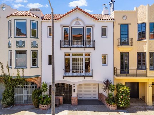 Attached, Exterior, Facade, Spanish Mediterranean