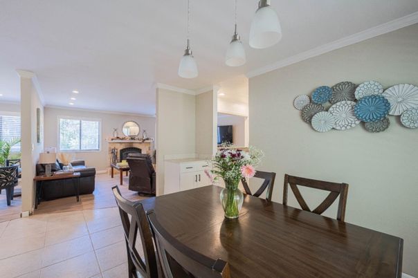 Dining room, Fireplace, Interior, Living room, Pendant Lights, Recessed Lighting