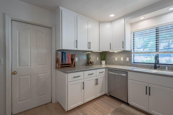 Interior, Kitchen, Recessed Lighting, Wood Texture Flooring