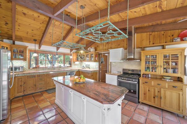 Interior, Kitchen, Pendant Lights, Stainless Steel Appliances, Wooden Beams, Wooden Ceilings