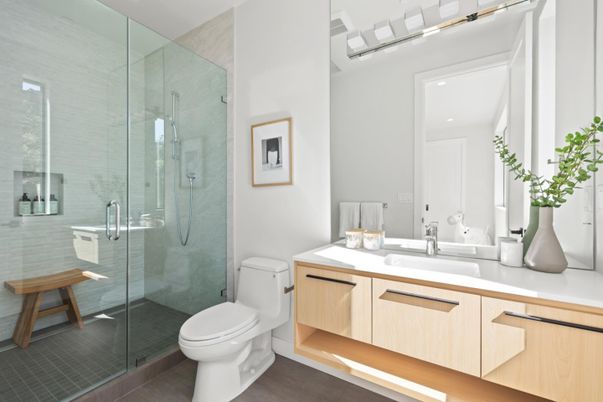 Bathroom, Glass Shower, Interior, Recessed Lighting